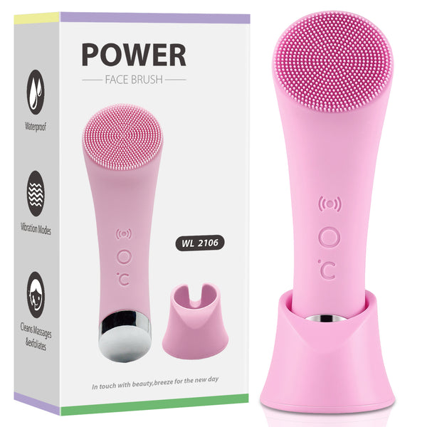 Facial Cleansing Brush, Ultrasonic Silicone Face Cleanser, 4 Function Modes, Rotating Magnetic Beads, Waterproof Rechargeable Portable Facial Brush